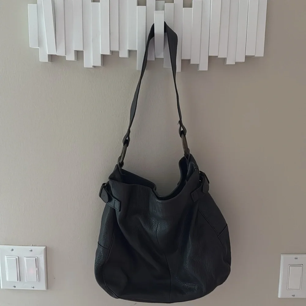 Vintage GAP Leather Dark Brown Pebbled Slouch Hobo Shoulder Bag Purse